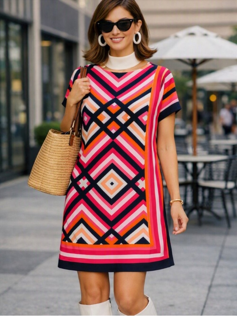 Studio One New York Geometric Mod Shift Dress